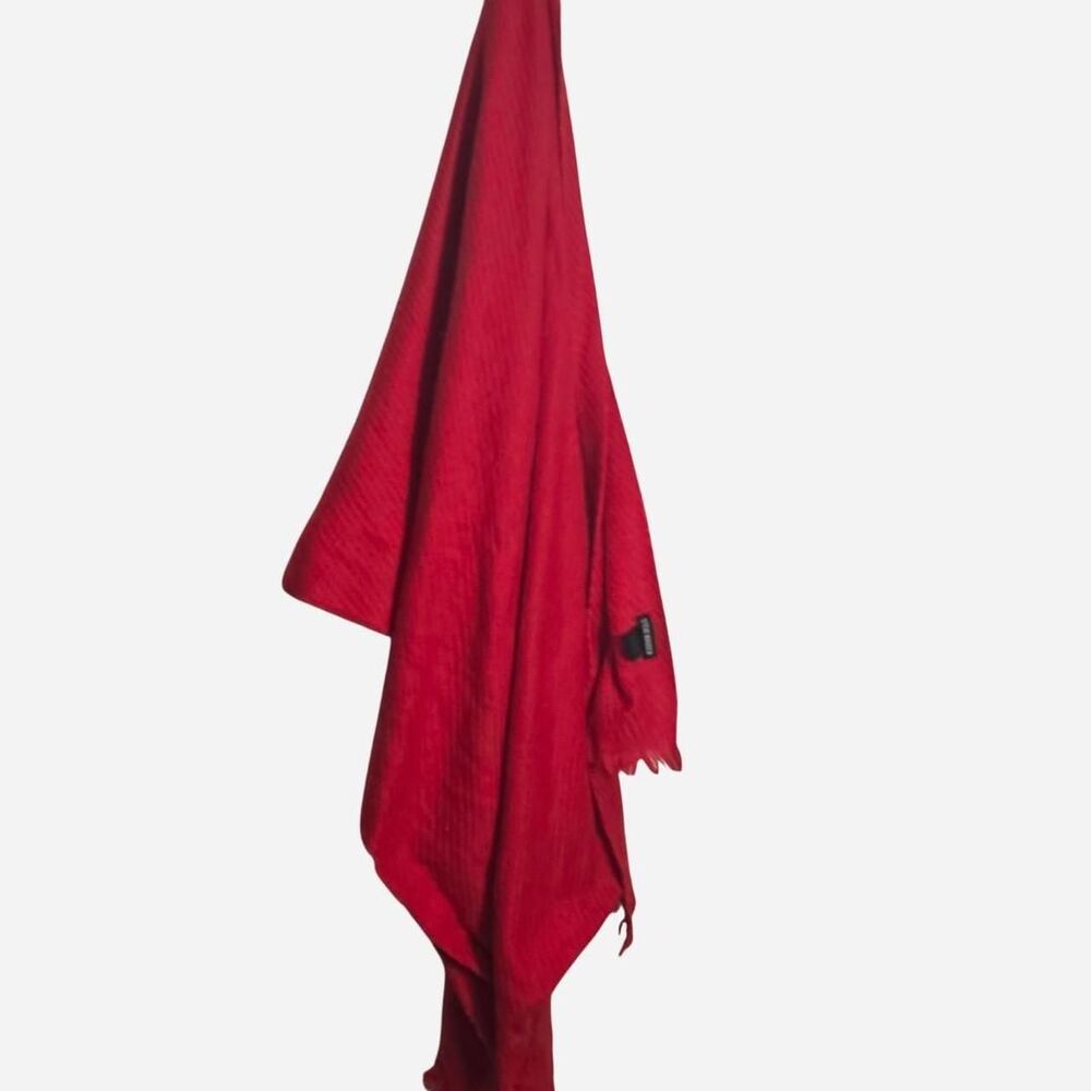 Steve Madden Red Blanket Scarf Large Soft Oversized Winter Wrap Fringe One Size